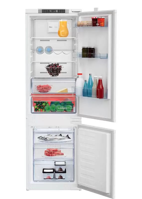 Холодильник встраиваемый Beko BCNA275E3S (HarvestFresh / Объем - 275 л / Высота - 177.5 см / Слайдерное крепление фасадов / A+ / Белый / NoFrost)