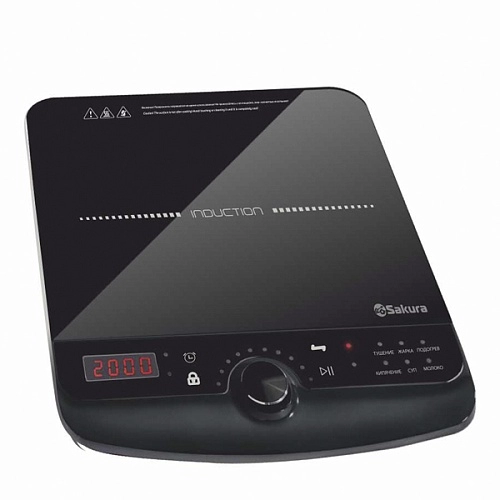 Плитка индукционная Sakura SA-7163 (1 конфорка/ Стеклокерамика/ 2000 Вт/ Чёрный)-0