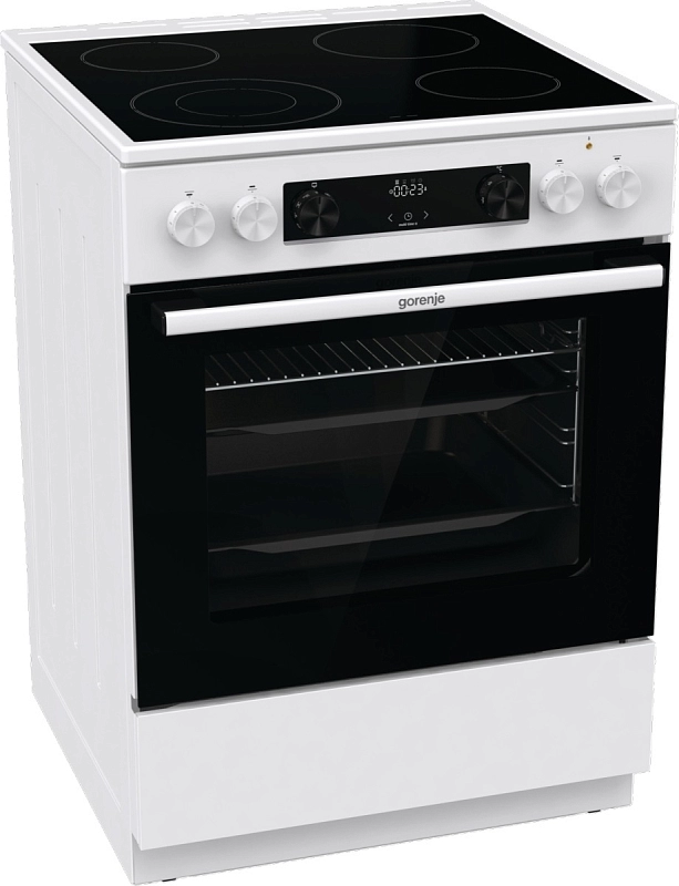 Плита электрическая Gorenje GECS6C70WC (Advanced / Белый / духовка - 71 л / 4 конфорки (2200/1200/1200/1800Вт) / AquaClean / Мощность - 9,701 кВт)