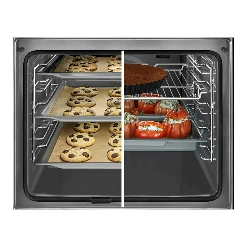 Духовой шкаф Bosch HBA5360S0 (Serie6 / 71 л / до 275 °C / Нерж.сталь + чёрное стекло / Гриль /Телескоп. напр.(x1) / EcoClean Direct (задняя стенка)/A)-0