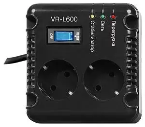 Стабилизатор SVEN VR-L600 200Вт Выходные розетки, шт 2 × CEE7/4 (евророзетка)-2